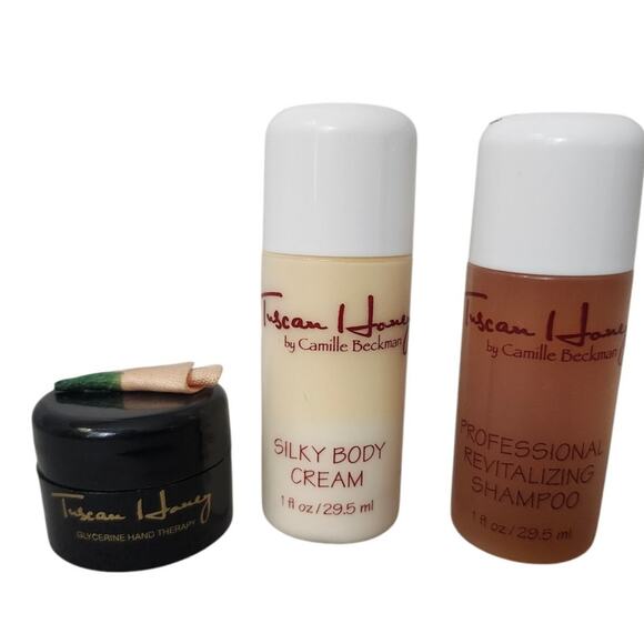 Lot 3 Camille Beckman TUSCAN HONEY Body Cream Shampoo Hand Therapy - Picture 1 of 6